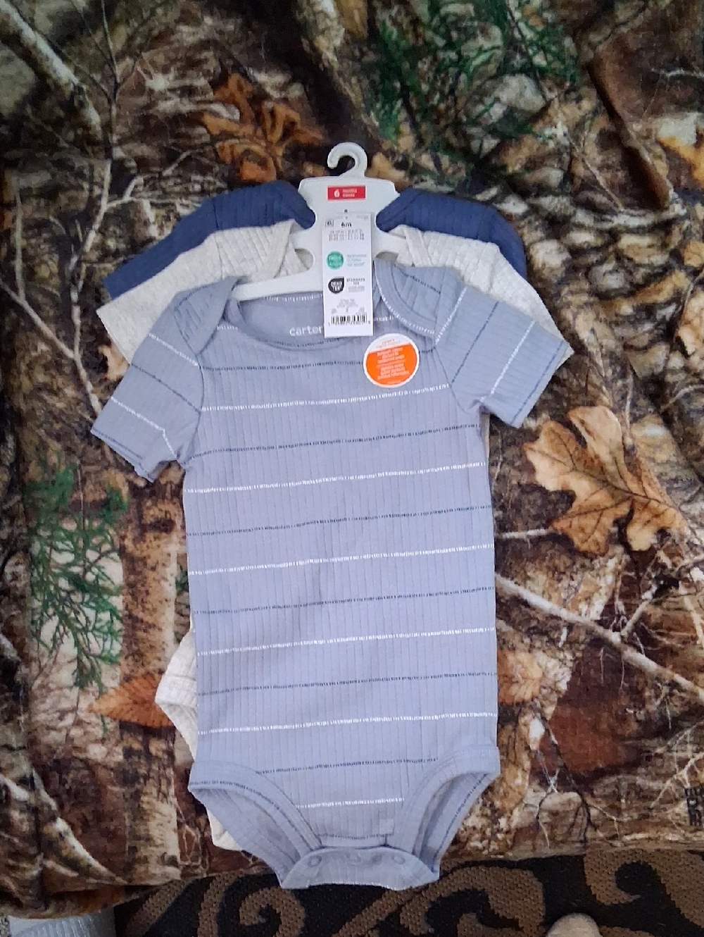 Carter's Light Blue Striped Short-Sleeve Baby One-Piece 3-Pack